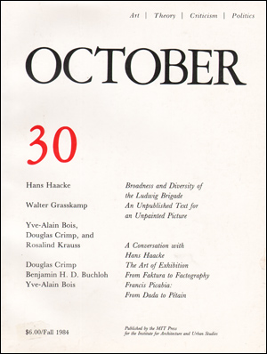 Bild des Verkufers fr October, No. 30 (Fall 1984) zum Verkauf von Specific Object / David Platzker