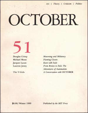 Imagen del vendedor de October, No. 51 (Winter 1989) a la venta por Specific Object / David Platzker