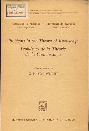 Bild des Verkufers fr Problems in the Theory of Knowledge Problmes de la thorie de la connaissance zum Verkauf von avelibro OHG