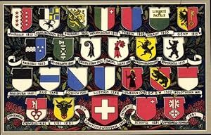 Wappen Ansichtskarte / Postkarte Schweiz, Kantone, Bern, Solothurn, Uri, Obwald, Waadt, Genf