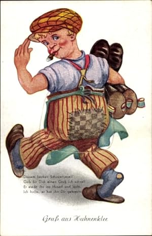 Bild des Verkufers fr Leporello Ansichtskarte / Postkarte Hahnenklee Bockswiese Goslar im Harz, Rauchender Junge, Schwarze Stiefel zum Verkauf von akpool GmbH