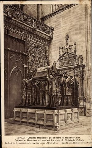Bild des Verkufers fr Ansichtskarte / Postkarte Sevilla Andalusien, Domkirche, Kolumbus Grabmal zum Verkauf von akpool GmbH