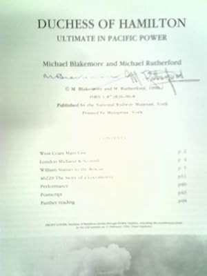 Seller image for Duchess Of Hamilton: Ultimate In Pacific Power for sale by World of Rare Books