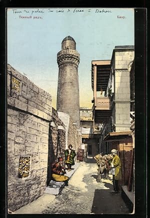 Ansichtskarte Bakou, le passage sombre, Strasse am Minarett
