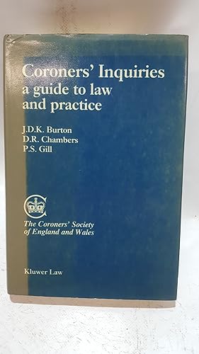 Bild des Verkufers fr Coroner's Inquiries: A guide to Law and Practice zum Verkauf von Cambridge Rare Books