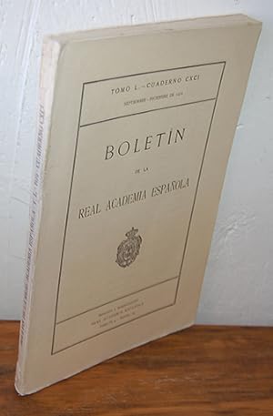 Seller image for BOLETN DE LA REAL ACADEMIA ESPAOLA. Tomo L. / Cuaderno CXCI. Septiembre-Diciembre 1970 for sale by EL RINCN ESCRITO