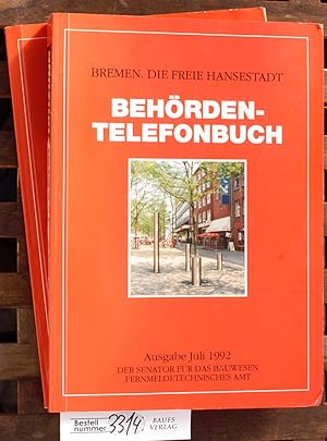 Behördentelefonbuch 1992 /1993. 2 Bücher Bremen Die freie Hansestadt. Der Senator für das Bauwese...