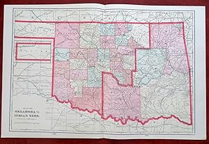 Oklahoma & Indian Territory Oklahoma City Tulsa Broken Arrow 1904 state map