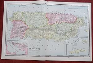 Puerto Rico Caribbean Island San Juan Aguadilla Mayaguez Guayama 1904 map