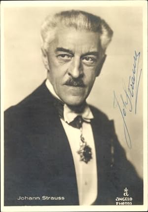 Ansichtskarte / Postkarte Komponist Johann Strauß Enkel, Portrait, 1866 bis 1939, Autogramm