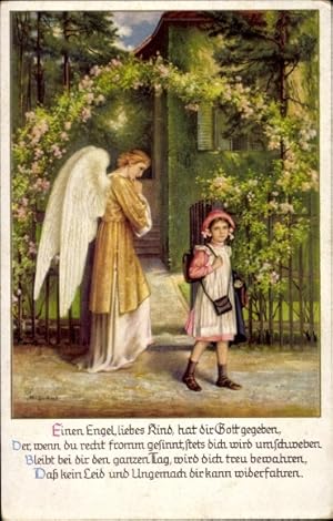 Künstler Ansichtskarte / Postkarte Einen Engel liebes Kind hat dir Gott gegeben, Schutzengel