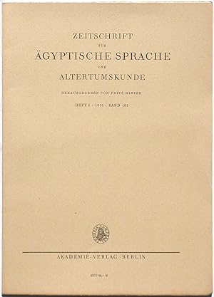 Zeitschrift für Ägyptische Sprache und Altertumskunde, Band 102, Heft 2 (1975).