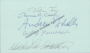 Bild des Verkufers fr Autographed Card 5 Nobel Prize Winners // Autogramm Autograph signiert signed signee zum Verkauf von Antiquariat im Kaiserviertel | Wimbauer Buchversand