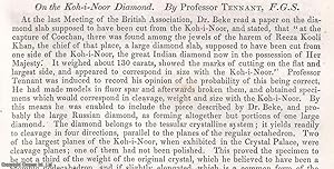 Bild des Verkufers fr The Koh-i-Noor Diamond. Two complete uncommon original articles from the British Association for the Advancement of Science Report, 1852. zum Verkauf von Cosmo Books