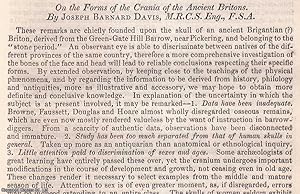 Bild des Verkufers fr The Forms of the Crania of the Ancient Britons. An uncommon original article from the British Association for the Advancement of Science Report, 1854. zum Verkauf von Cosmo Books