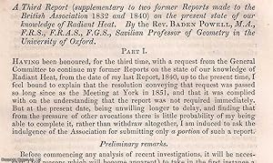 Bild des Verkufers fr 1854. The Present State of our knowledge of Radiant Heat. An uncommon original article from the British Association for the Advancement of Science Report, 1854. zum Verkauf von Cosmo Books