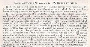Imagen del vendedor de An Instrument for Drawing : obtaining correct representations of objects from nature, by pointing out the different angles at which they present themselves to the eye. An uncommon original article from the British Association for the Advancement of Science Report, 1852. a la venta por Cosmo Books
