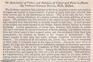 Bild des Verkufers fr Associations of Colour & Relations of Colour & Form in Plants. An uncommon original article from the British Association for the Advancement of Science Report, 1854. zum Verkauf von Cosmo Books