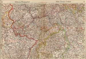 Bild des Verkufers fr Landkarte. Mittleres Rheingebiet, Main-Donau-Gebiet. Mastab 1 : 1 000 000 zum Verkauf von Antiquariat Kastanienhof