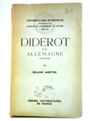Bild des Verkufers fr Diderot En Allemagne (1750-1850) zum Verkauf von World of Rare Books