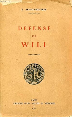 Seller image for Dfense de Will - La vritable identit de William Shakespeare. for sale by Le-Livre