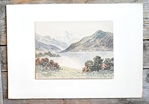 Original-Aquarell, unten links signiert. Blick über den Zeller See.