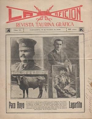 REVISTA TAURINA GRAFICA LA AFICION Nº 45 - ZARAGOZA 25 OCTUBRE 1925