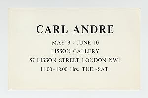 Exhibition card: Carl Andre (9 May-10 June [1972])