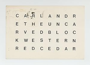 Exhibition postcard: Carl Andre The Uncarved Block Western Red Cedar (November 1975)