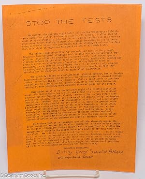 Stop the tests [disarmament handbill]