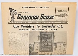 Imagen del vendedor de Common Sense: America's newspaper against Communism; issue no. 398, Jan. 1, 1963: One Worlders to Surrender U.S.; Egghead Wreckers at Work a la venta por Bolerium Books Inc.