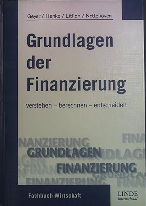 Imagen del vendedor de Grundlagen der Finanzierung : verstehen - berechnen - entscheiden. a la venta por books4less (Versandantiquariat Petra Gros GmbH & Co. KG)