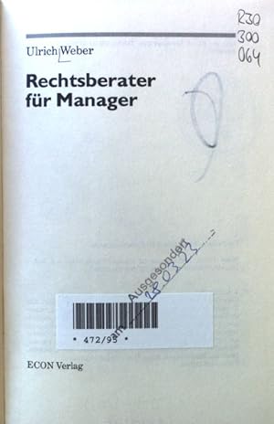 Bild des Verkufers fr Rechtsberater fr Manager. zum Verkauf von books4less (Versandantiquariat Petra Gros GmbH & Co. KG)