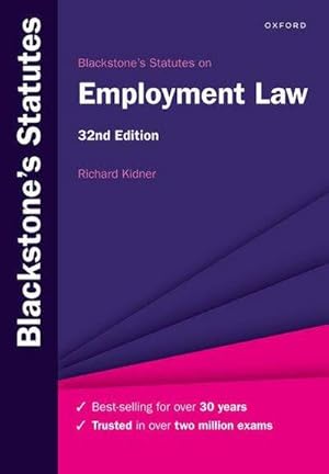 Bild des Verkufers fr Blackstone's Statutes on Employment Law zum Verkauf von AHA-BUCH GmbH