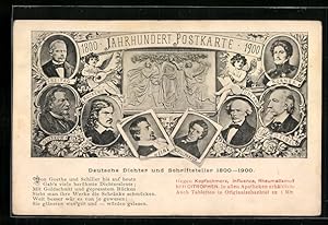 Bild des Verkufers fr Ansichtskarte Deutsche Dichter und Schriftsteller 1800-1900, Portraits und Relief zum Verkauf von Bartko-Reher