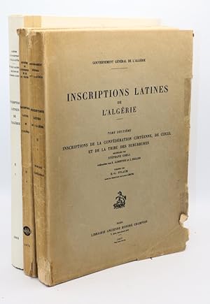 Imagen del vendedor de INSCRIPTIONS LATINES DE L'ALGERIE. Tome deuxime : Inscriptions de la Confdration cirtenne, de Cuicul et de la tribu des Suburbures (volume 1  3). a la venta por Librairie Le Trait d'Union sarl.