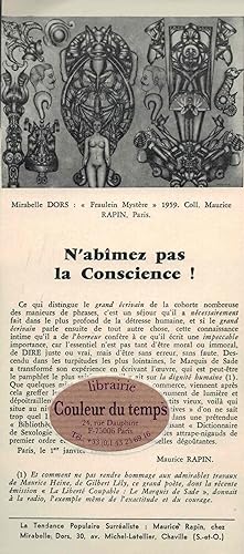 N'ABÎMEZ PAS LA CONSCIENCE !