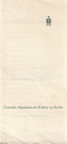 Bild des Verkufers fr Programmheft DEUTSCHE DICHTUNG UND MUSIK 9. Oktober 1962 zum Verkauf von Programmhefte24 Schauspiel und Musiktheater der letzten 150 Jahre