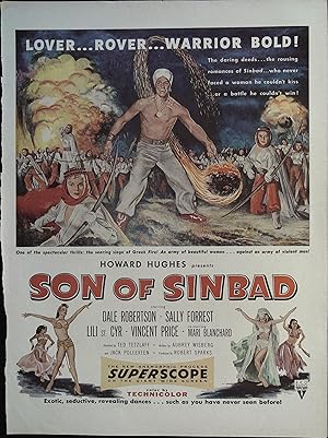 Imagen del vendedor de Son of Sinbad Trade Print Ad 1955 Dale Robertson, Sally Forrest, Vincent Price a la venta por AcornBooksNH