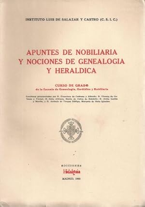 Imagen del vendedor de APUNTES DE NOBILIARIA Y NOCIONES DE GENEALOGIA Y HERALDICA. CURSO DE GRADO a la venta por Palabras & Cosas