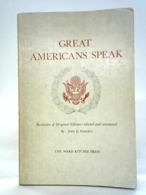 Bild des Verkufers fr Great Americans Speak zum Verkauf von World of Rare Books