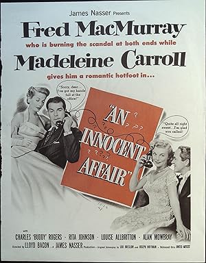 An Innocent Affair Trade Print Ad 1948 Fred MacMuarray, Madeleine Carroll