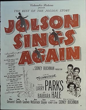 Jolson Sings Again Trade Print Ad 1949 Larry Parks, Barbara Hale