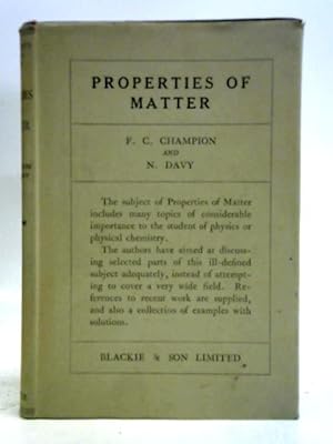 Image du vendeur pour Properties Of Matter. mis en vente par World of Rare Books