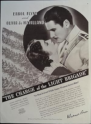 Bild des Verkufers fr The Charge of the Light Brigade Trade Print Ad 1936 Errol Flynn, Olivia De Havilland zum Verkauf von AcornBooksNH