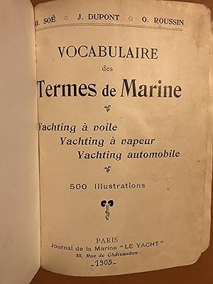 Vocabulaire des termes de Marine - Yachting à voile - Yachting à vapeur - Yachting automobile