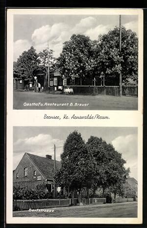 Ansichtskarte Bernsee, Gasthof und Restaurant B. Brauer, Dorfstrasse