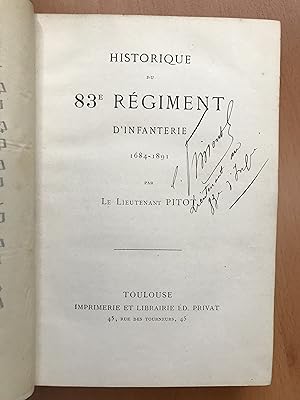 Historique du 83e Régiment d'Infanterie 1684-1891