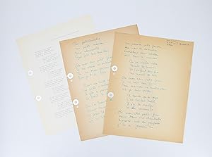 Ensemble complet du manuscrit et du tapuscrit de la chanson de Boris Vian intitulée "Un pauvre pe...