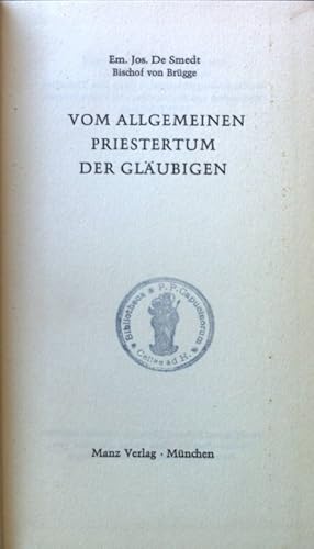 Seller image for Vom allgemeinen Priestertum der Glubigen. for sale by books4less (Versandantiquariat Petra Gros GmbH & Co. KG)